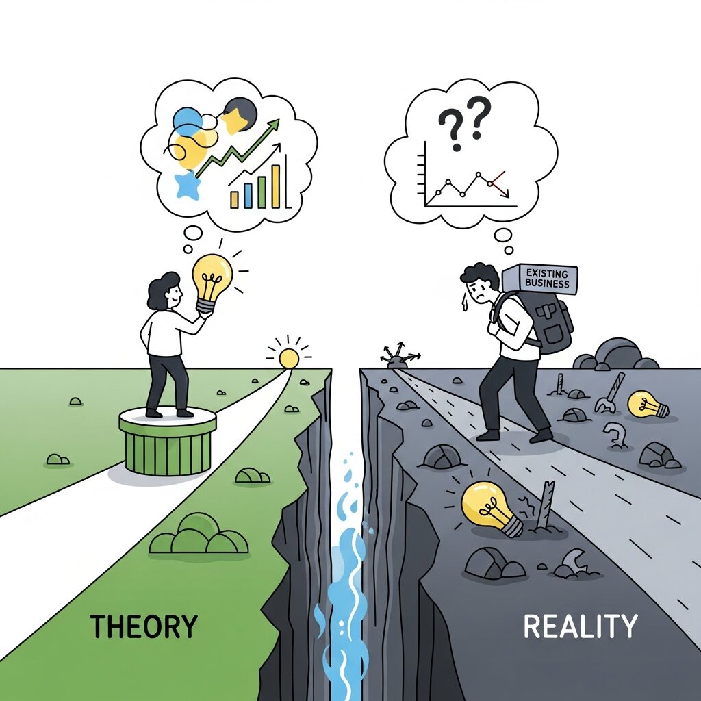 理論と現場のズレが生む誤解と期待過剰 のイメージ