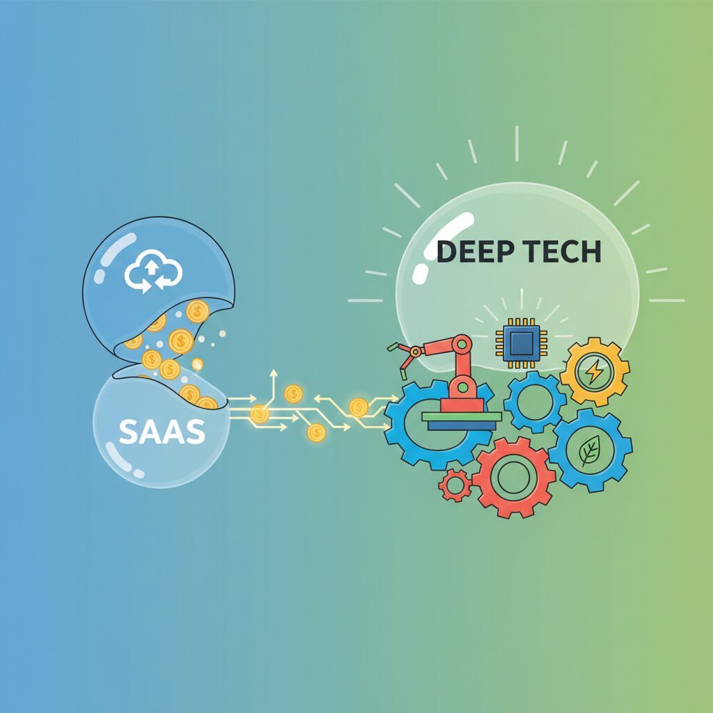ソフトウェア投資の飽和とディープテックへの資金シフト のイメージ