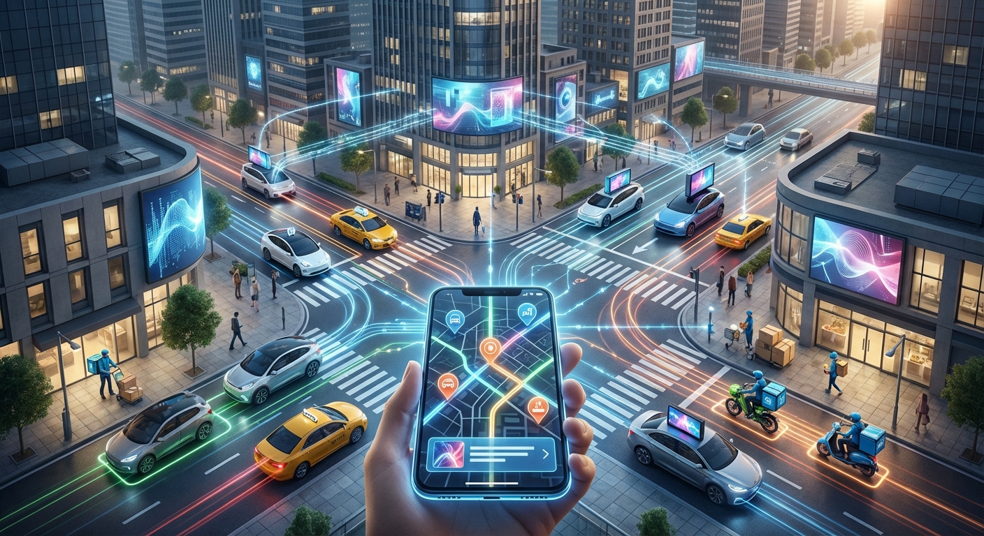 Mobility・Delivery・Advertisingの三位一体モデルとクロスプラットフォーム戦略 のイメージ